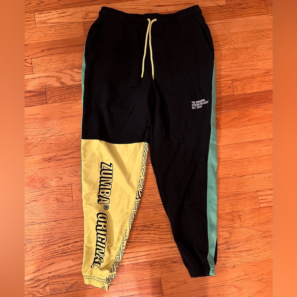 Zumba Fitness Black and Yellow Drawstring sweatpants.